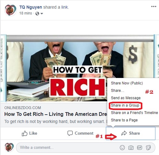 How to share a post on Facebook group?