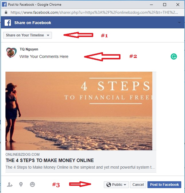 how to share a post on Facebook from website?