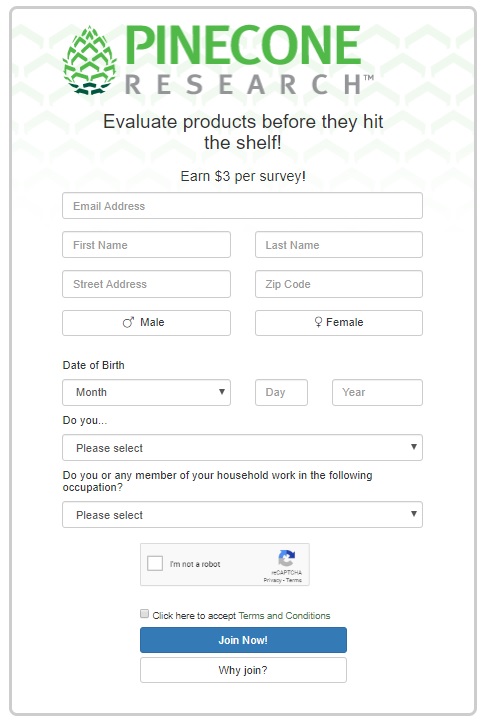 Pinecone Research legit registration form